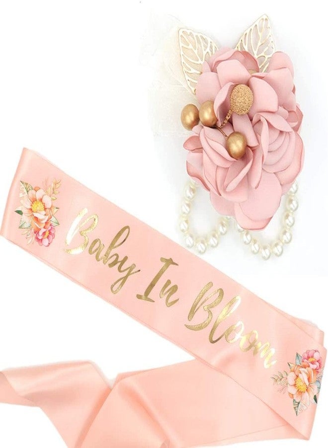 PATICARRY HAPPYLAND Baby in Bloom Peach Sash & Wrist Corsage - Floral Baby Shower Decor for Mom to Be - Elegant Maternity Accessory with Boho Touch - New Mom Gifts for Gender Reveal Party - Image 1